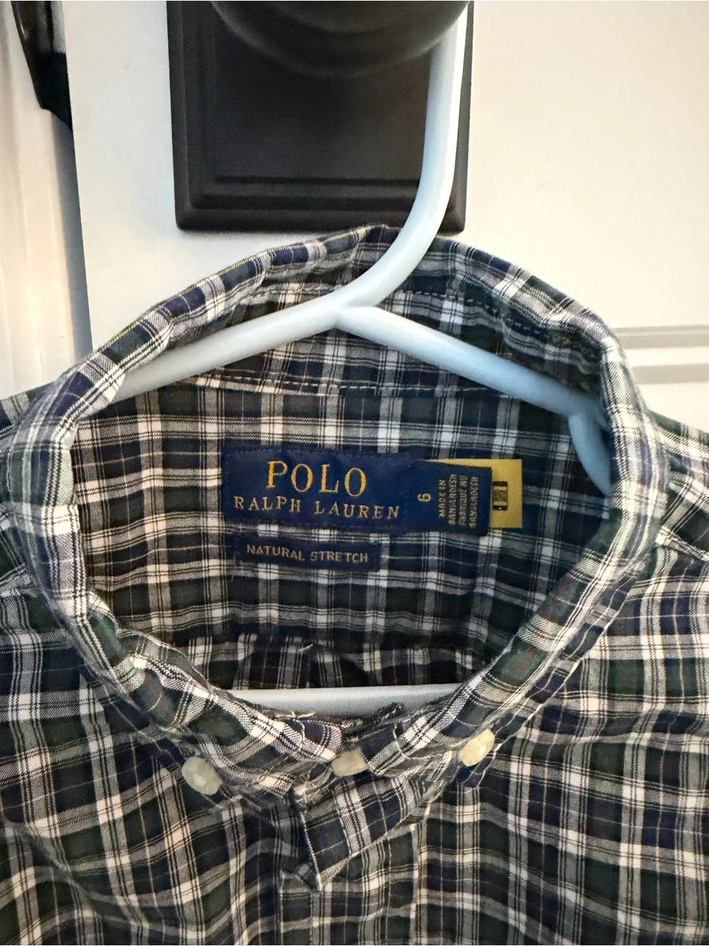 Ralph Lauren Navy and White Plaid Button-Down Shirt